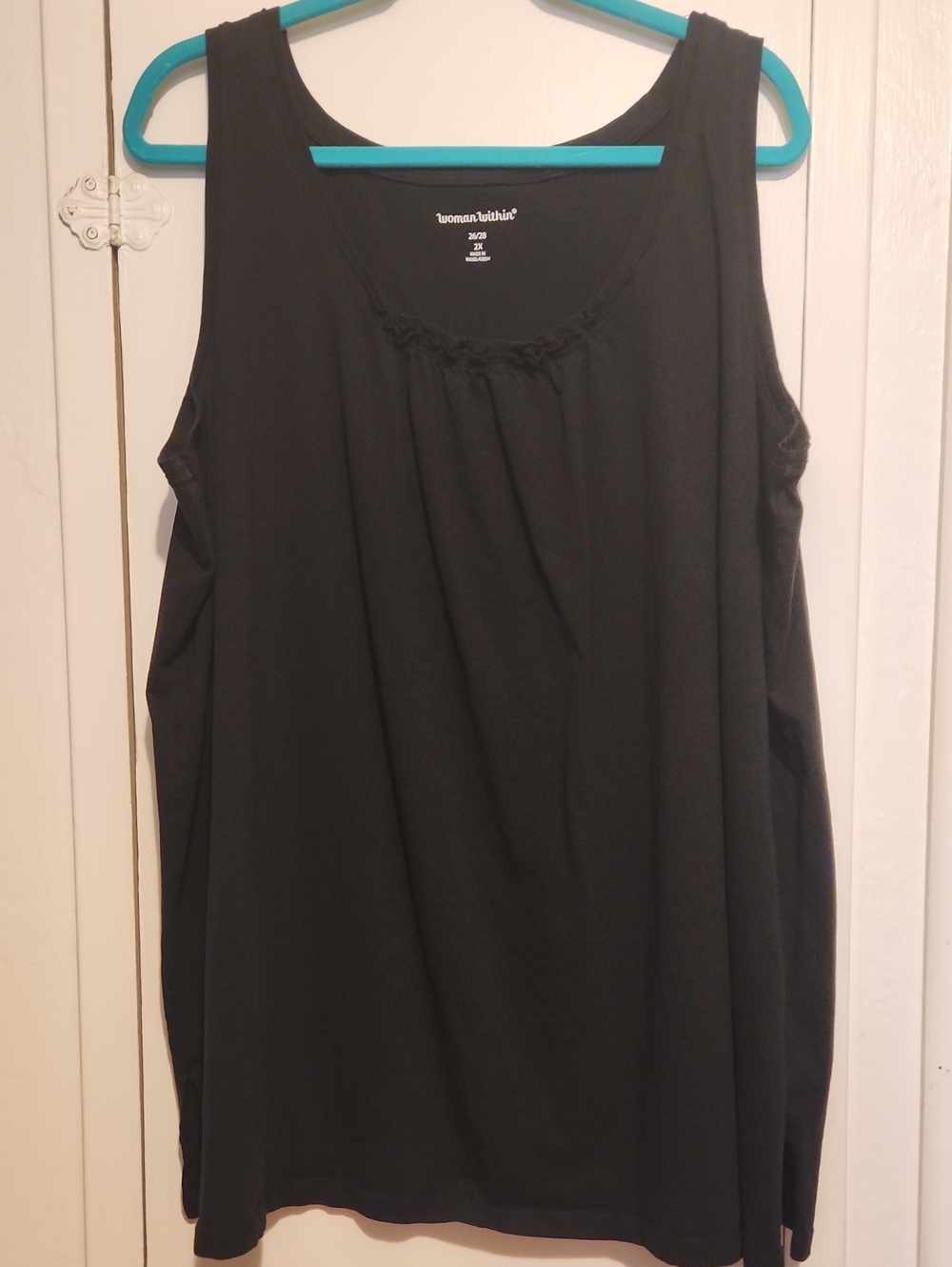 🔥Woman Within Navy Sleeveless Scoop Tank with Gathered Neck